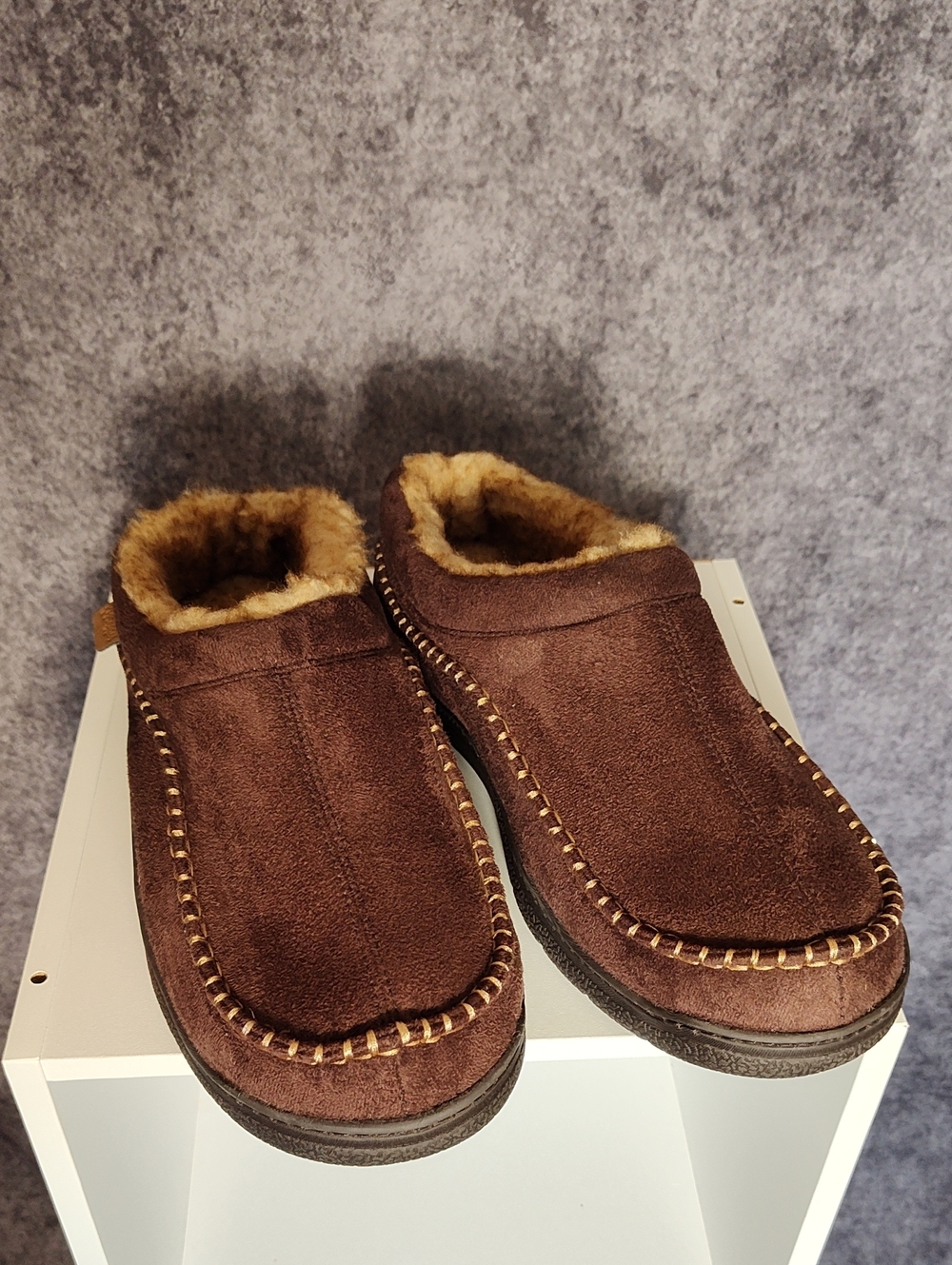 Men's Brown Suede Faux-Fur Lined Slip-On Loafers